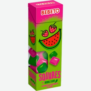 Жевательная резинка Squares Strawberry and Watermelon Bebeto