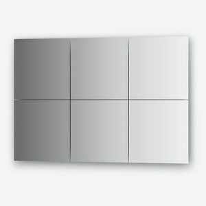 Зеркальная плитка с фацетом 15 мм - комплект 6 шт квадрат 25х25 см, серебро Evoform