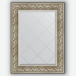 Зеркало с гравировкой в багетной раме Evoform барокко серебро 106 мм 70x92 см
