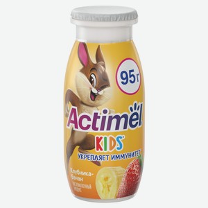 Напиток фруктовый Актимель Клубника-банан Kids 1.5%, 95г