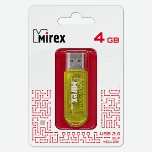 Флешка Elf USB 2.0 13600-FMUYEL04 4Gb Желтая Mirex