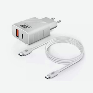 Сетевое зарядное устройство BoraSCO Power Delivery, 20W +Дата-кабель Type-C - Type-C, 3А, 1м, белое