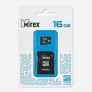 Карта памяти microsd 16GB Mirex microsdhc Class 4 (SD адаптер)