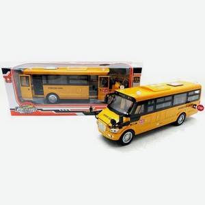 Автобус школьный инерционный на бат(свет,звук)в коробке открываются двери,звук мотора,свет маячков 671