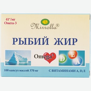 Комплекс с витаминами А,Д,Е Миролла рыбий жир Миролла кор, 100 шт