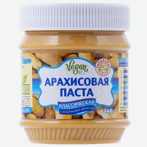 Паста арахисовая Азбука продуктов классическая с кусочками Супер Нитри п/б, 340 г