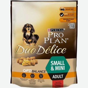 Pro Plan Duo Delice корм для взрослых собак малых пород с говядиной и рисом (700 гр)