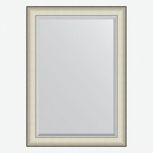 Зеркало с фацетом в багетной раме Evoform белая кожа с хромом 78 мм 74х104 см