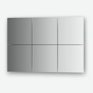 Зеркальная плитка с фацетом 10 мм - комплект 6 шт квадрат 20х20 см, серебро Evoform