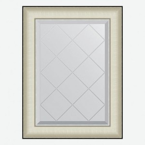 Зеркало с гравировкой в багетной раме Evoform белая кожа с хромом 78 мм 54х72 см