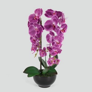 Цветок искусственный Fuzhou Light в горшке орхидея пурпурный 4 цвета 62 см