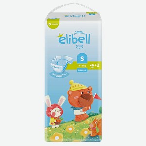 Подгузники для детей ELIBELL Active S 4-8кг, 48шт.