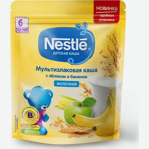Каша детская Nestle молочная мультизлаковая с бананом и яблоком, с 6 месяцев, 220 г