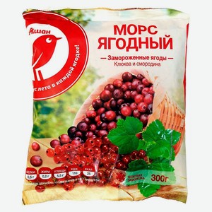 Морс ягодный АШАН Красная птица клюква смородина замороженные, 300 г