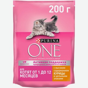 Сухой корм Purina ONE для котят, с высоким содержанием курицы и цельными злаками 200 г