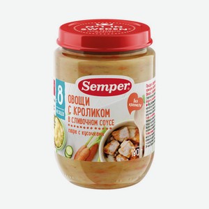 БЗМЖ Пюре Semper овощи/кролик/сливочный соус с 8мес 190г ст/б