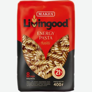 Макаронные изделия Livingood Energy Pasta Фузилли, 400г
