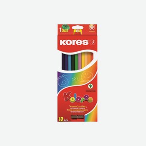 Карандаши цветные Kores 12 цветов шестигранные с точилкой (К)
