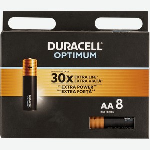 Батарейка АА ЛР06 1,5 вольт Дюраселл Оптимум Дюраселл к/у, 8 шт