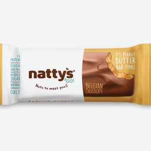 Шоколадный батончик Nattys&Go Peanut с арахисовой пастой покрытый молочным шоколадом 45 г