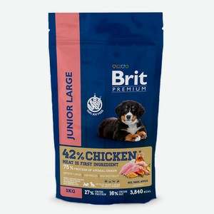 Сухой корм с курицей молодых собак крупных пород Brit Premium 3кг