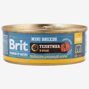 Брит Premium by Nature консервы с телятиной и языком д/взрослых собак мелких пород, 100г
