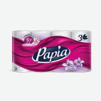 Бумага туалетная   Papia   Балийский Цветок 3 слоя, 8 рулонов