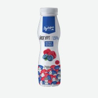 Йогурт питьевой   Хуторок   с малиной и черникой, 1,5%, 260 г