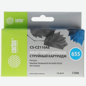 Картридж струйный CS-CZ110AE голубой для №655 HP DJ IA 3525/5525/4515/4525 (14,6ml) Cactus