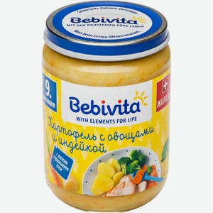 Пюре овощное Bebivita Картофель с овощами и индейкой, с 9 месяцев, 190 г