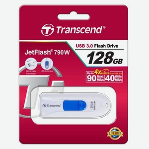 Карта памяти Флешка USB Jetflash 790 128Гб USB3.0 Белая Transcend