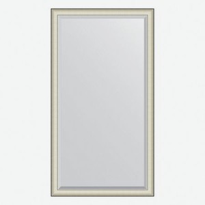 Зеркало напольное с фацетом в багетной раме Evoform белая кожа с хромом 78 мм 109х200 см