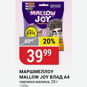 МАРШМЕЛЛОУ MALLOW JOY ВЛАД черника-малина, 25 г