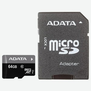 Карта памяти microsdxc Class 10 UHS I U1 64Gb SD adapter Adata