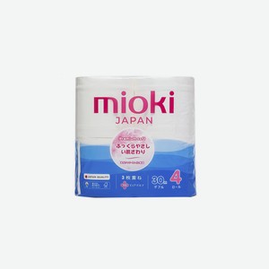Бумага туалетная Mioki 3-слойная 4 рулона