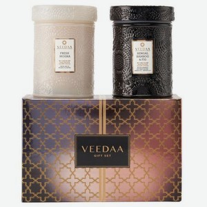 Набор свечей Veedaa Mandala Glass Duo Gift Set Style 1 в стекле, 2 шт