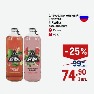 Слабоалкогольный напиток NIRVANA в ассортименте Россия 0,33 л