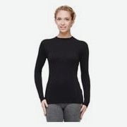 Термобелье футболка женская с длинным рукавом и круглым воротом, черная, серии Classic
