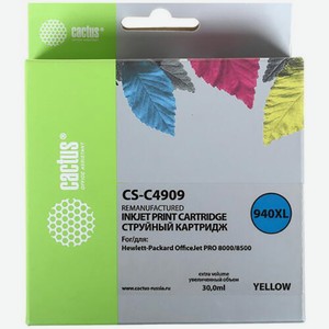 Картридж струйный CS-C4909 желтый для №940 HP OfficeJet PRO 8000/8500 (30ml) Cactus