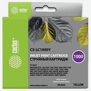 Картридж струйный CS-LC1000Y желтый для Brother DCP 130C/ 330С, MFC-240C/ 5460CN (20ml) Cactus