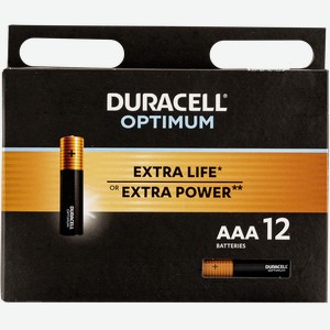 Батарейка ААА ЛР03 1,5 вольт Дюраселл Оптимум Дюраселл к/у, 12 шт