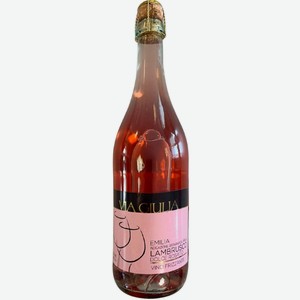 ВИА ДЖУЛИЯ ЛАМБРУСКО вино игристое жемчужное розовое полусладкое 1 бут. 0,75л, 8% Италия