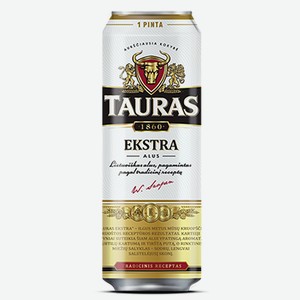 Пиво Таурас Экстра светлое 5,2% 0,568 л банка /Литва/