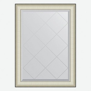 Зеркало с гравировкой в багетной раме Evoform белая кожа с хромом 78 мм 74х102 см