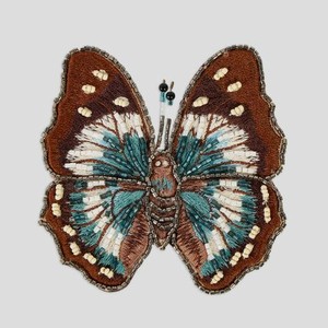 Бабочка на клипсе Shishi ny коричнево-голубая 10 см
