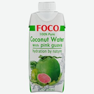 Напиток с розовой гуавой негаз Фоко кокосовая вода без сахара Вьетворлд КО ЛТД т/п, 0,33 л