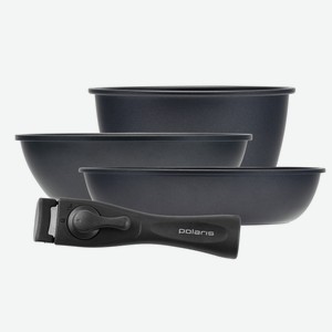 Набор посуды Polaris EasyKeep 4DG со съемной ручкой кованый алюминий, 4 предмета