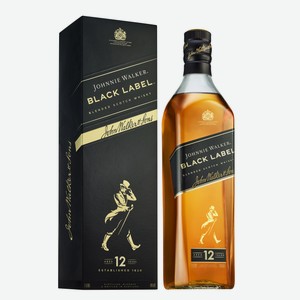 Виски Johnnie Walker Black Label в подарочной упаковке, 1л