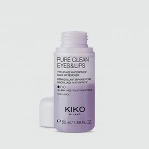Двухфазная жидкость для снятия макияжа в дорожном формате KIKO MILANO Pure Clean Eyes & Lips Mini 50 мл