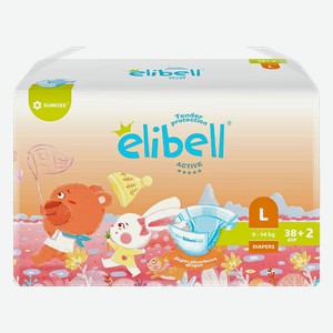 Подгузники для детей ELIBELL active L 9-14кг, 40шт.